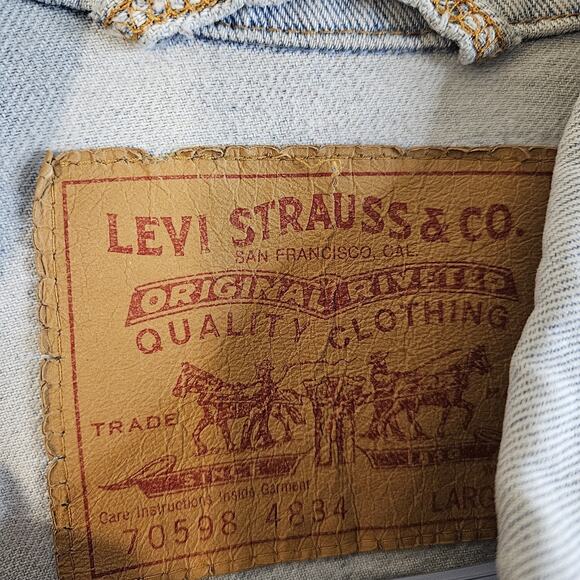 Vintage Levi's Denim Trucker Jacket Made In USA Men’s L 70598-4834 Made USA 90s - Picture 6 of 7